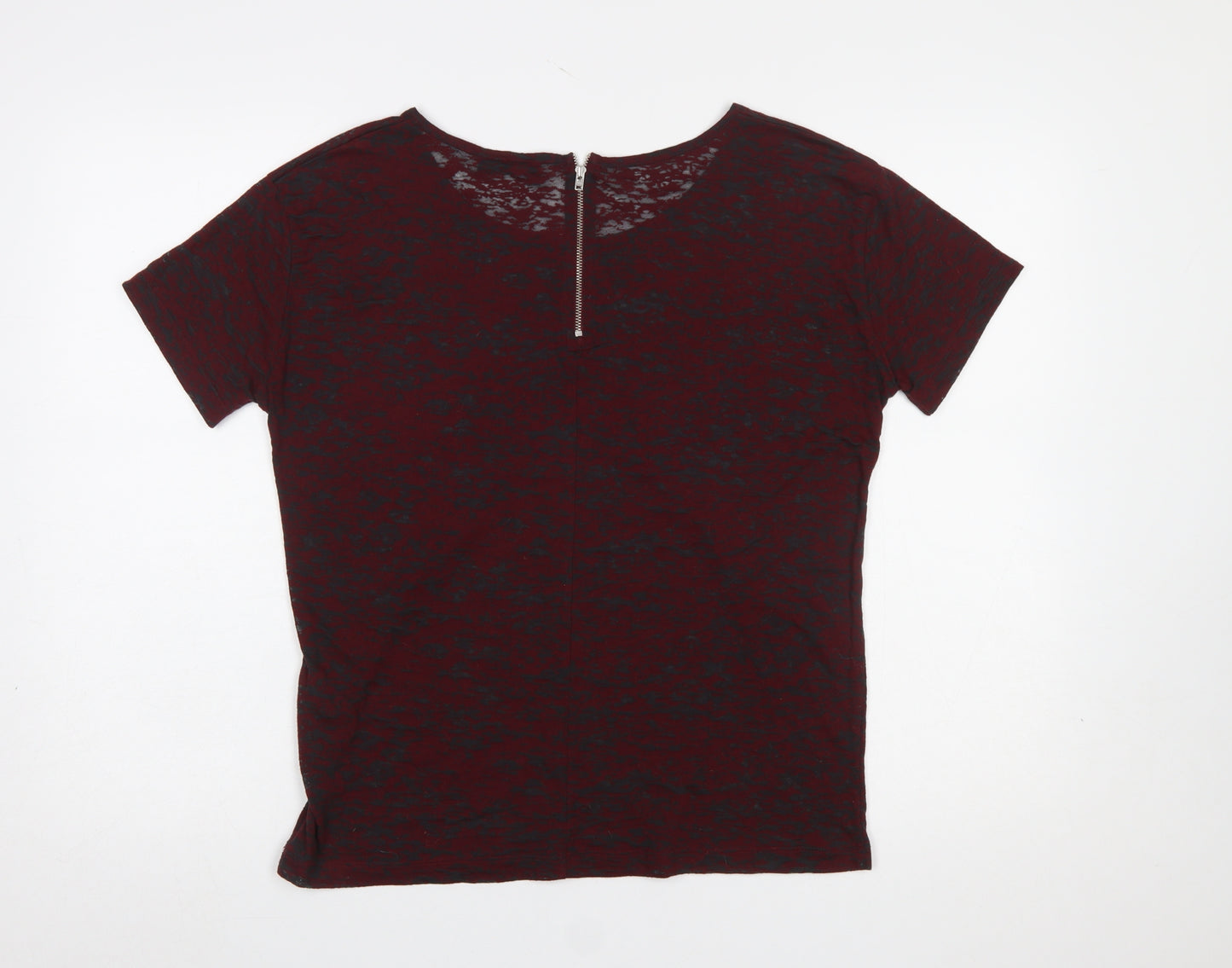 The Kooples Women's Red Slim Fit Zip Back Short Sleeve T-Shirt S