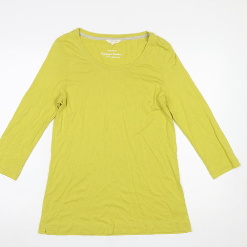 White Stuff Womens Yellow 3/4 Sleeve Cotton Modal T-Shirt Size 14