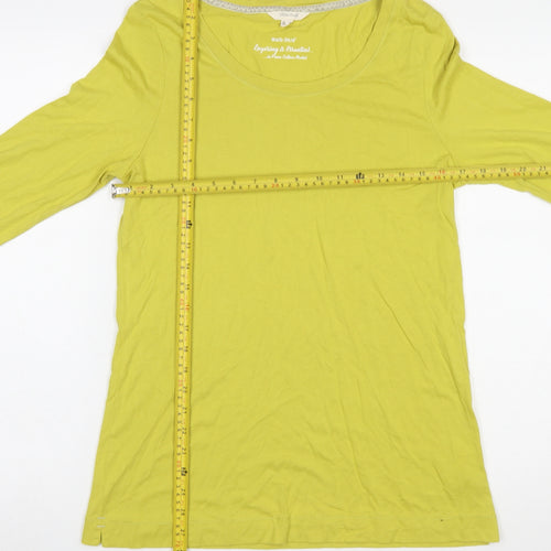 White Stuff Womens Yellow 3/4 Sleeve Cotton Modal T-Shirt Size 14
