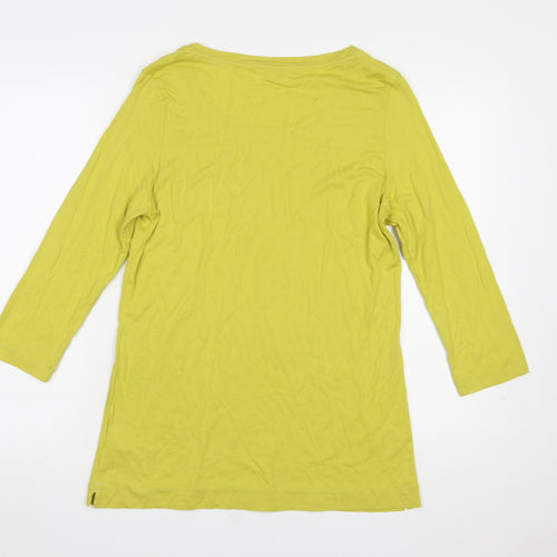 White Stuff Womens Yellow 3/4 Sleeve Cotton Modal T-Shirt Size 14