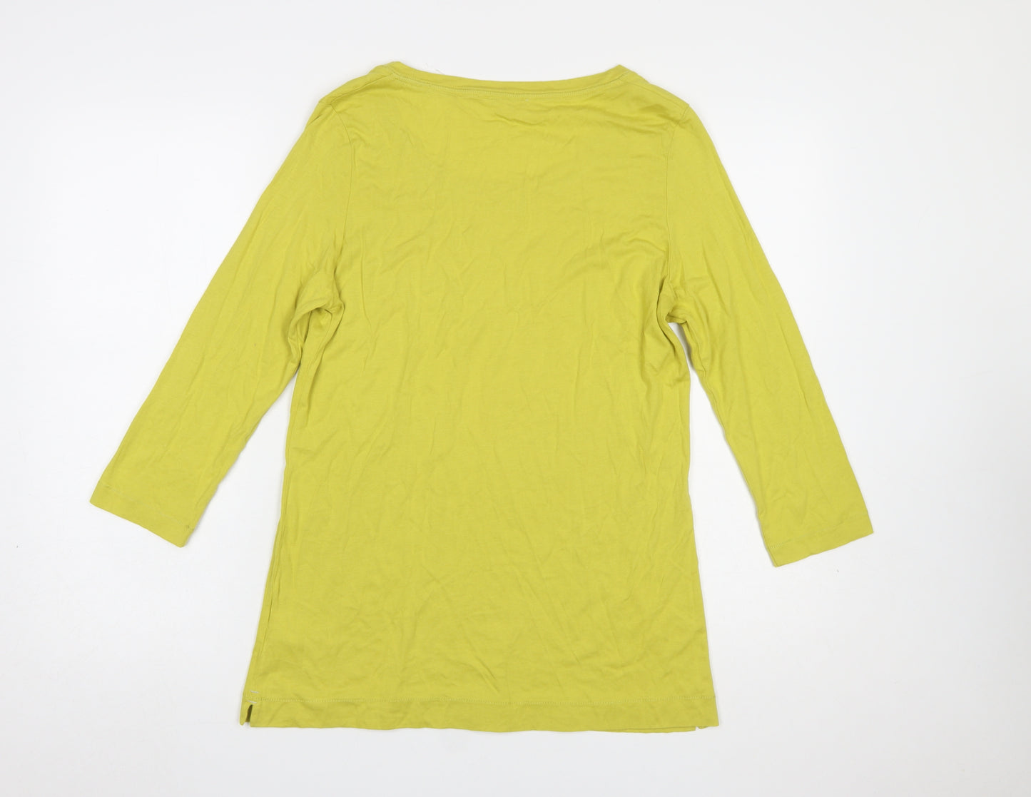 White Stuff Womens Yellow 3/4 Sleeve Cotton Modal T-Shirt Size 14