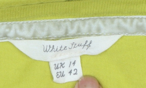 White Stuff Womens Yellow 3/4 Sleeve Cotton Modal T-Shirt Size 14