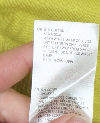White Stuff Womens Yellow 3/4 Sleeve Cotton Modal T-Shirt Size 14