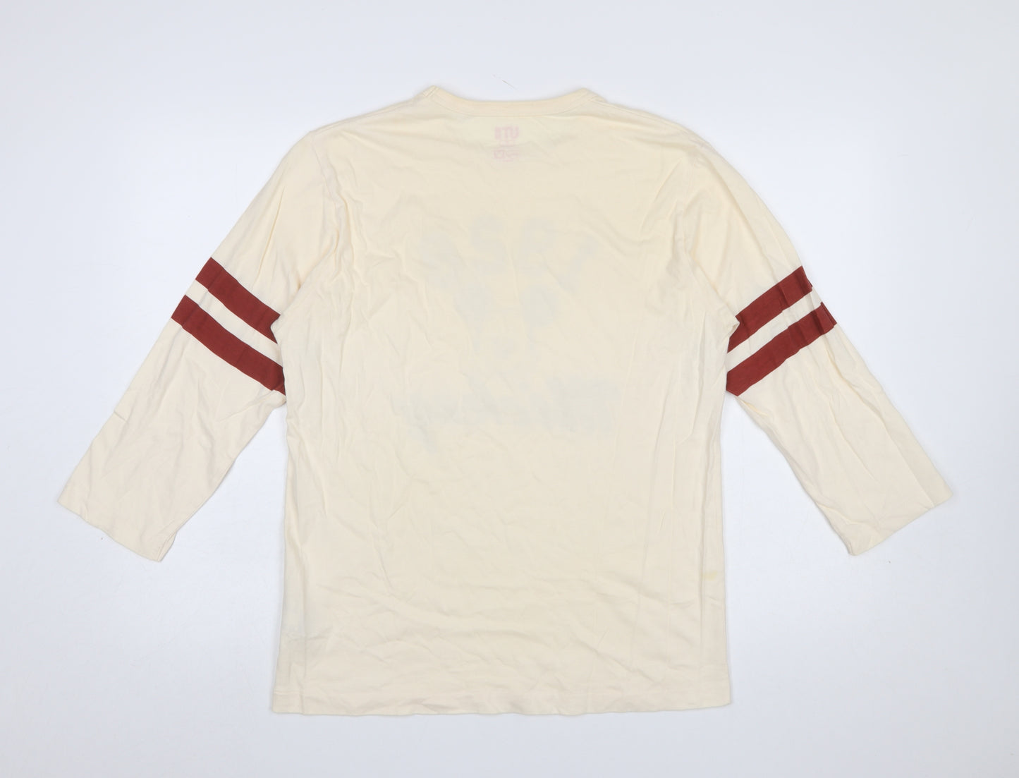 Uniqlo Women Ivory Mickey Mouse 3/4 Sleeve Cotton T-Shirt Size M