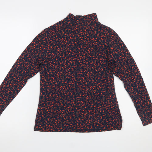 Marks and Spencer Women’s Blue Floral Mock Neck Long Sleeve Jersey Top Size 12