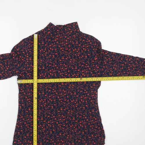 Marks and Spencer Women’s Blue Floral Mock Neck Long Sleeve Jersey Top Size 12
