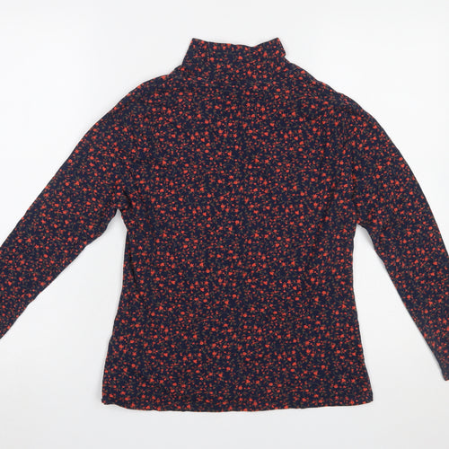 Marks and Spencer Women’s Blue Floral Mock Neck Long Sleeve Jersey Top Size 12