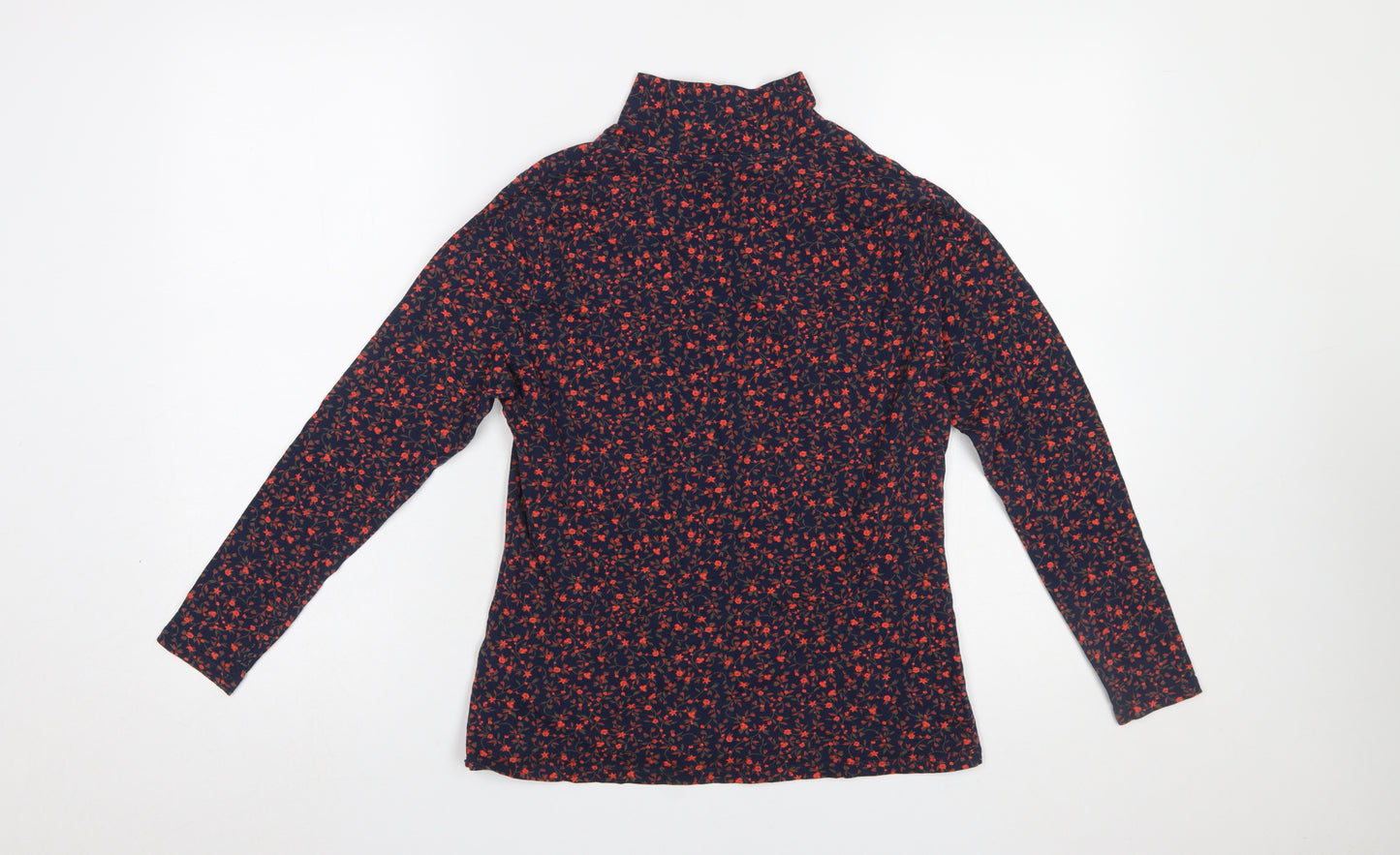 Marks and Spencer Women’s Blue Floral Mock Neck Long Sleeve Jersey Top Size 12