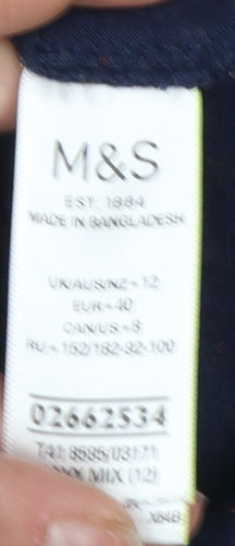 Marks and Spencer Women’s Blue Floral Mock Neck Long Sleeve Jersey Top Size 12