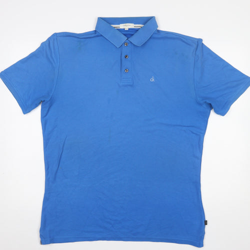Calvin Klein Golf Blue Men’s XL Slim Fit Cotton Polo Shirt