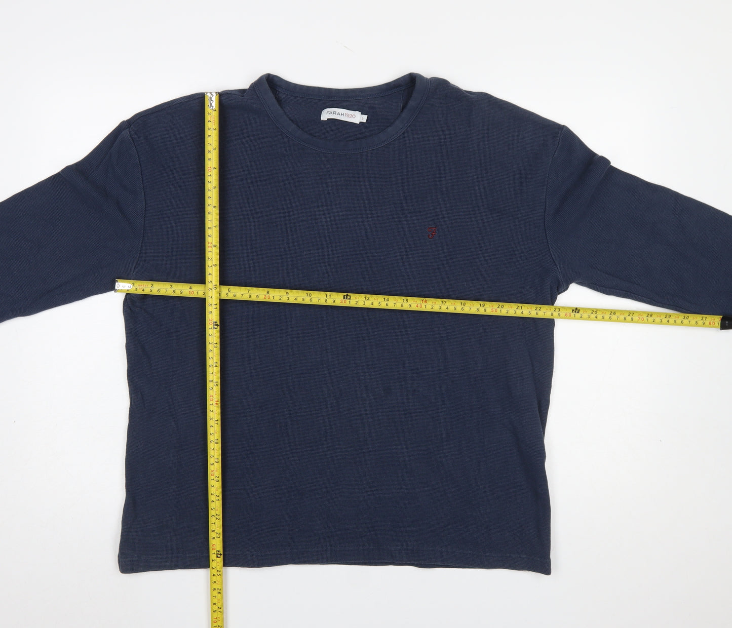 Farah 1920 Men's Blue Long Sleeve Crew Neck Pullover Sweatshirt L