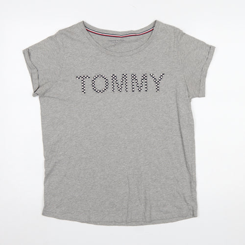Tommy Hilfiger Womens Grey Cotton Basic Short Sleeve T-Shirt M