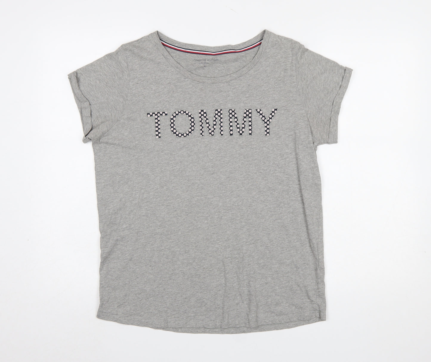 Tommy Hilfiger Womens Grey Cotton Basic Short Sleeve T-Shirt M