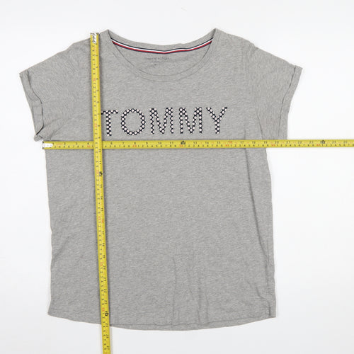 Tommy Hilfiger Womens Grey Cotton Basic Short Sleeve T-Shirt M