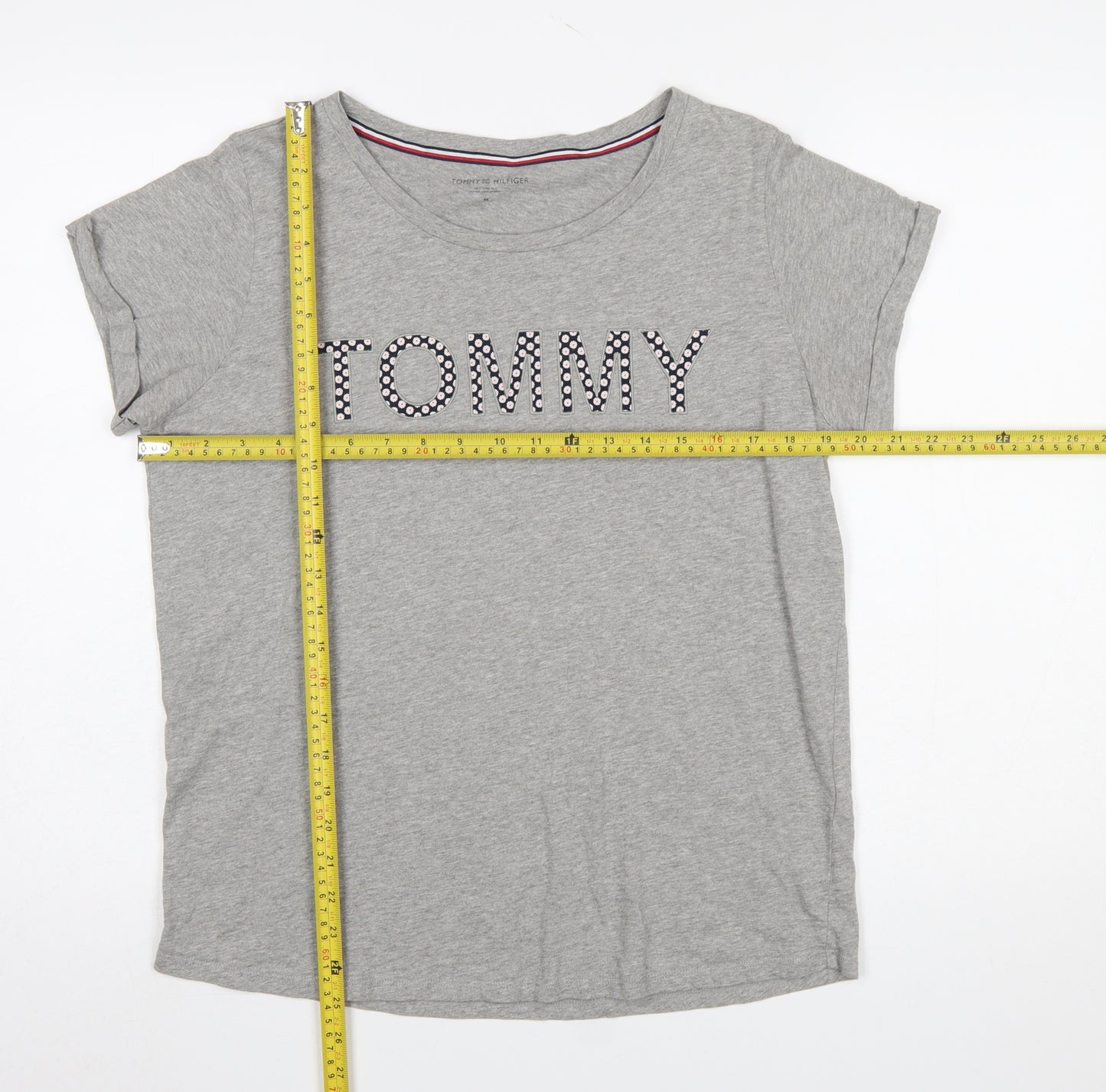 Tommy Hilfiger Womens Grey Cotton Basic Short Sleeve T-Shirt M