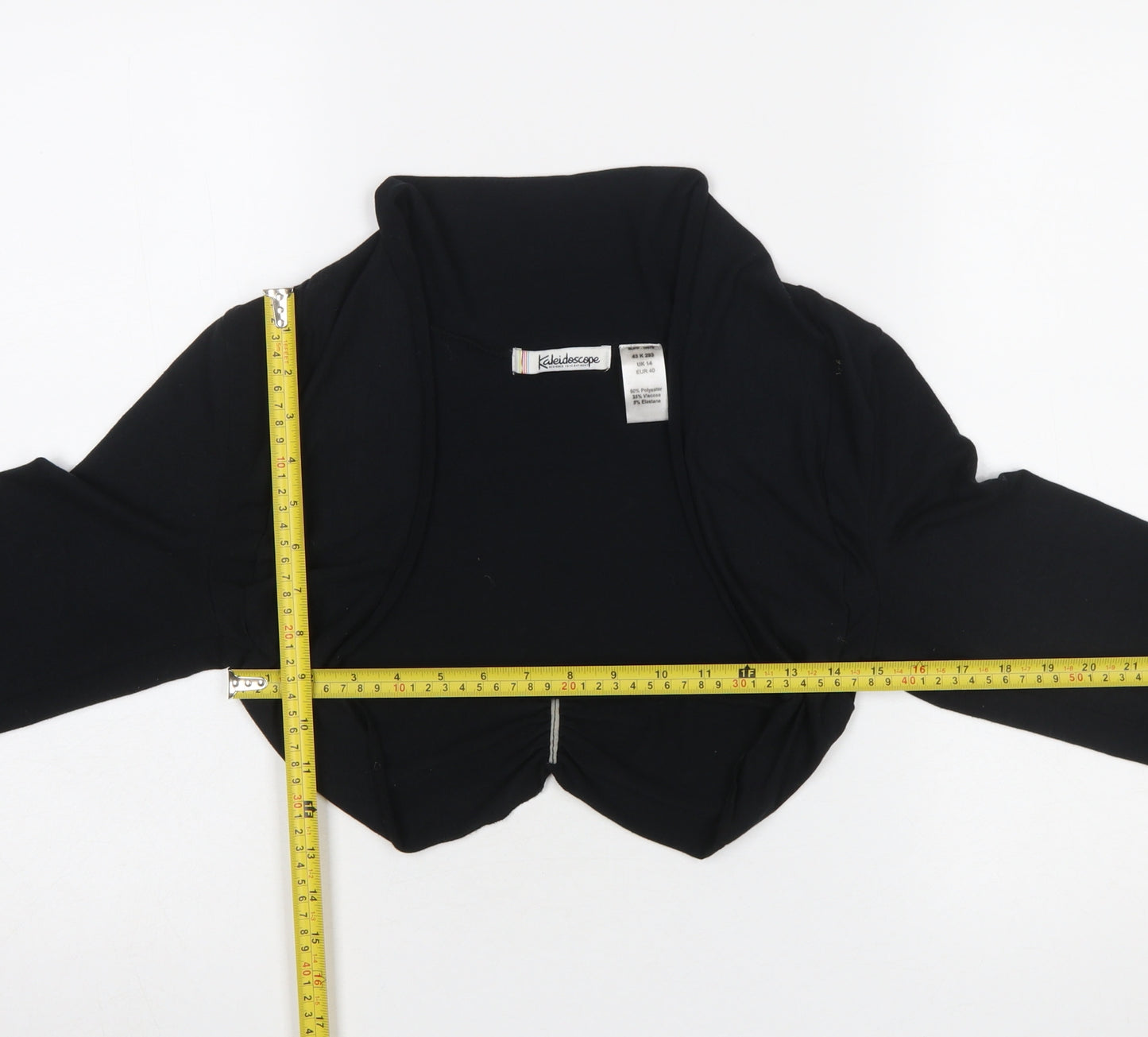 Kaleidoscope Women Black Cropped Long Sleeve Jersey Shrug UK 14