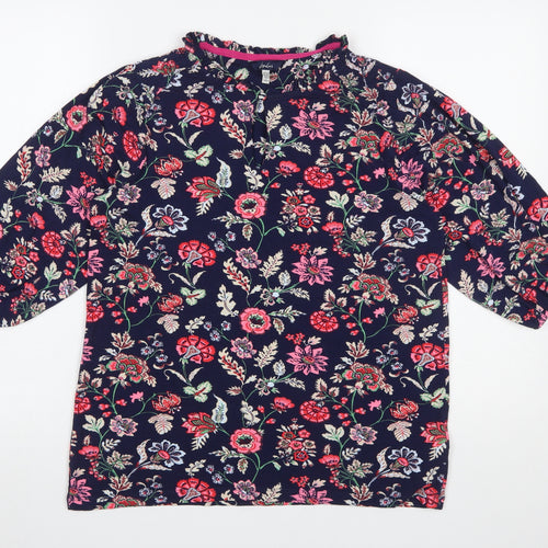 Joules Women’s Multicoloured Floral Ruffle Blouse UK12