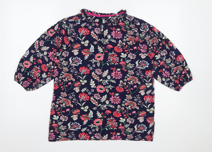 Joules Women’s Multicoloured Floral Ruffle Blouse UK12