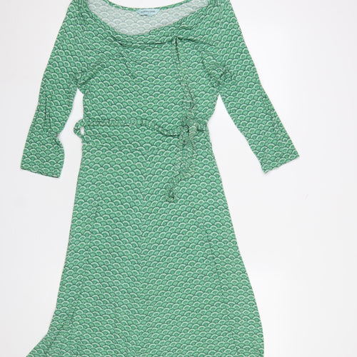 Dickins & Jones Womens Green Geometric Midi Wrap Dress Size 10