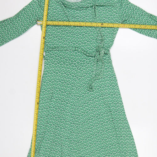 Dickins & Jones Womens Green Geometric Midi Wrap Dress Size 10
