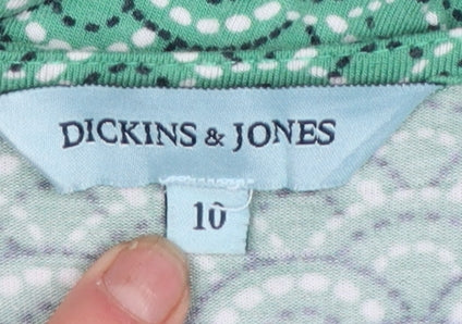 Dickins & Jones Womens Green Geometric Midi Wrap Dress Size 10
