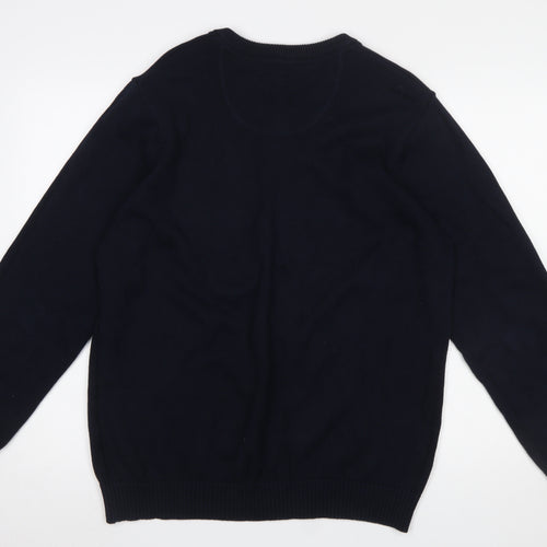 Maine New England Men's Blue Cotton V-Neck Jumper L
