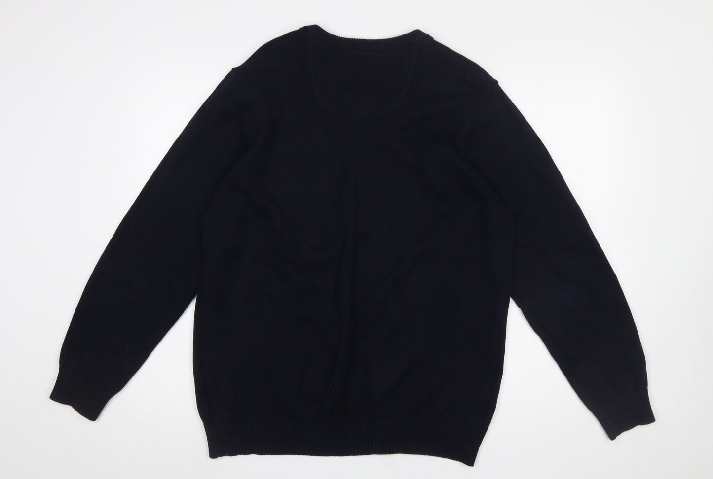 Maine New England Men's Blue Cotton V-Neck Jumper L