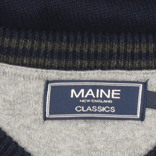 Maine New England Men's Blue Cotton V-Neck Jumper L