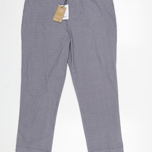 M&Co Womens Blue Geometric Stretch Cropped Trousers Size 14