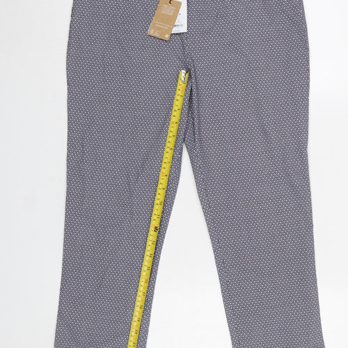 M&Co Womens Blue Geometric Stretch Cropped Trousers Size 14