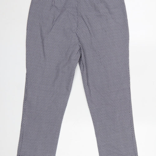 M&Co Womens Blue Geometric Stretch Cropped Trousers Size 14