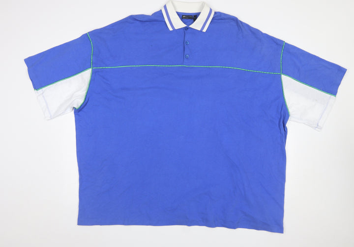 ASOS DESIGN Women Blue Colourblock Polo Shirt M Casual Cotton