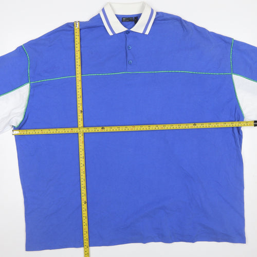 ASOS DESIGN Women Blue Colourblock Polo Shirt M Casual Cotton