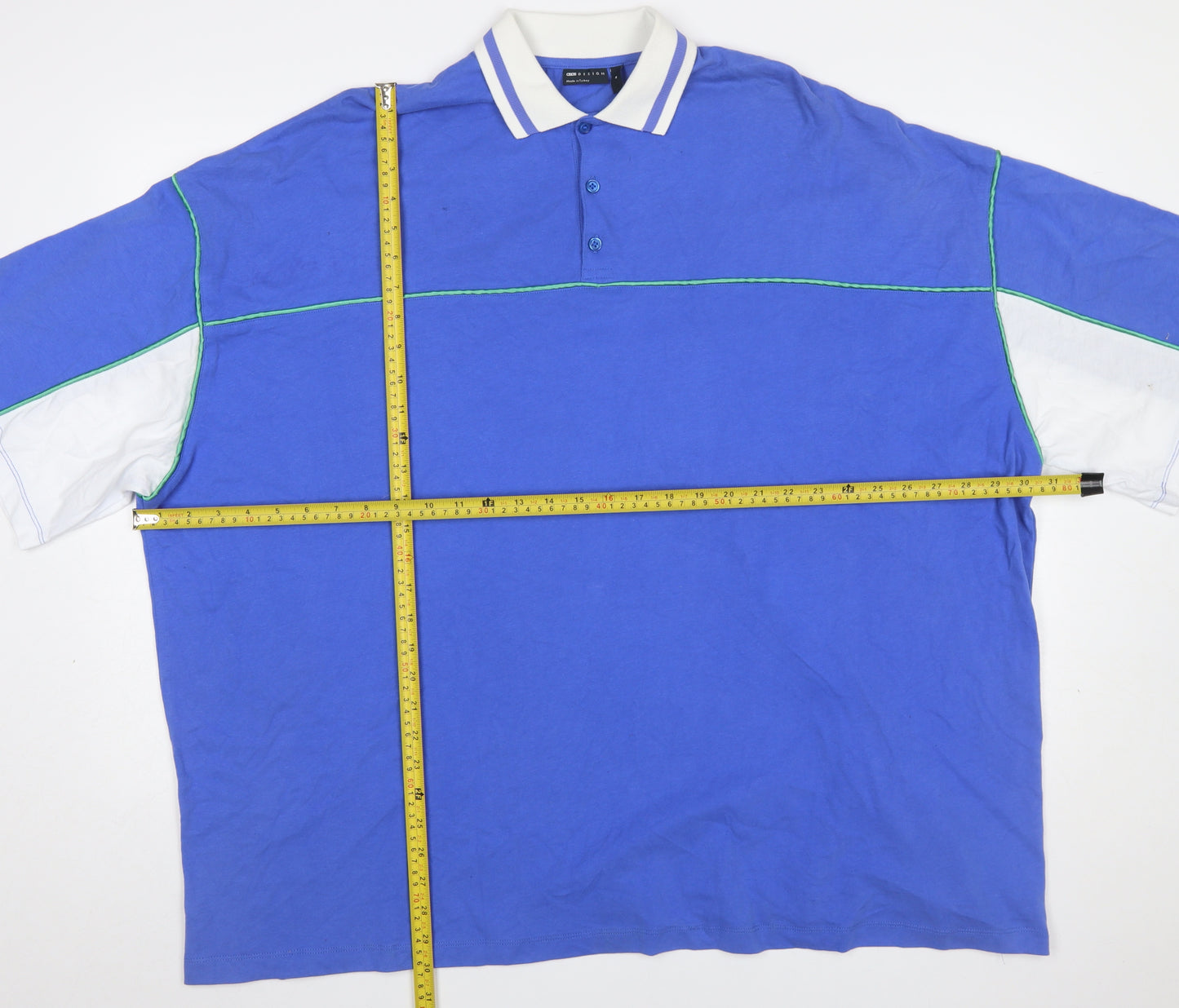 ASOS DESIGN Women Blue Colourblock Polo Shirt M Casual Cotton