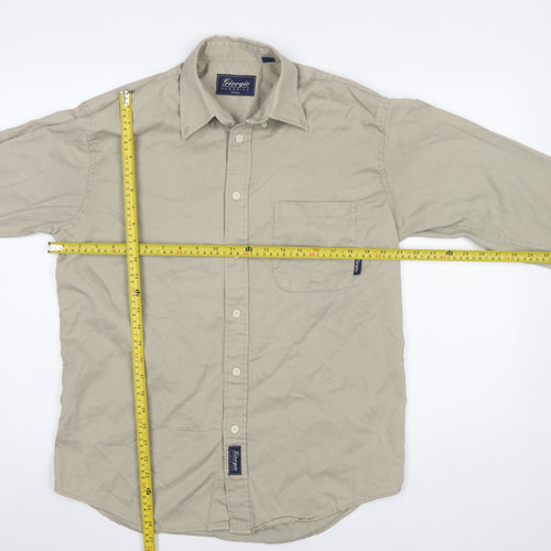 Giorgio Classics Mens Beige Long Sleeve Button-Up Shirt Size M