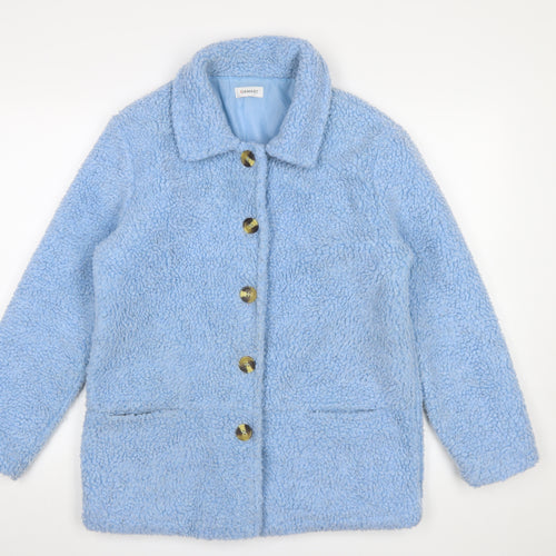 Damart Women Blue Fleece Mid-Length Button Coat Size S