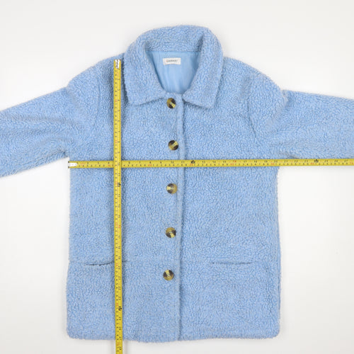 Damart Women Blue Fleece Mid-Length Button Coat Size S