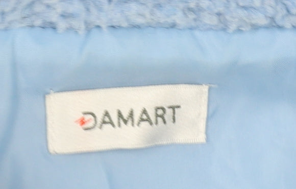 Damart Women Blue Fleece Mid-Length Button Coat Size S
