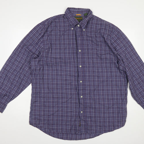Timberland Men's Blue Check Long Sleeve Button-Up Shirt Size L