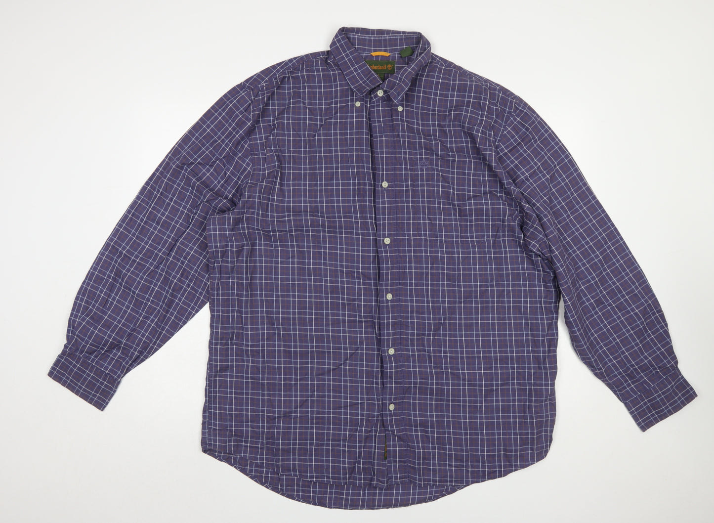 Timberland Men's Blue Check Long Sleeve Button-Up Shirt Size L