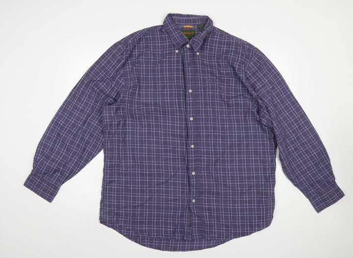 Timberland Men's Blue Check Long Sleeve Button-Up Shirt Size L