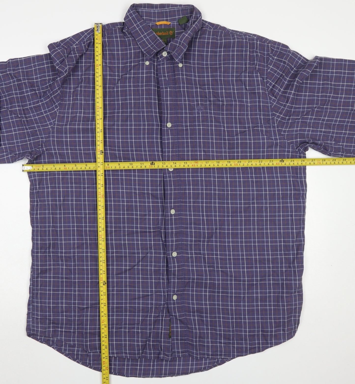 Timberland Men's Blue Check Long Sleeve Button-Up Shirt Size L
