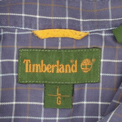Timberland Men's Blue Check Long Sleeve Button-Up Shirt Size L