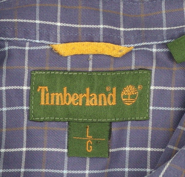 Timberland Men's Blue Check Long Sleeve Button-Up Shirt Size L