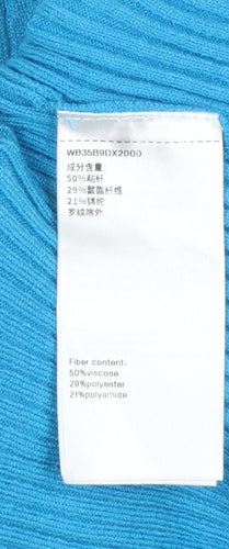 Urban Revivo Women's Blue Ribbed V-Neck Cardigan Size 8