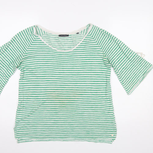 Marc O'Polo Women's Green Striped 3/4 Sleeve Cotton Linen T-Shirt Size S