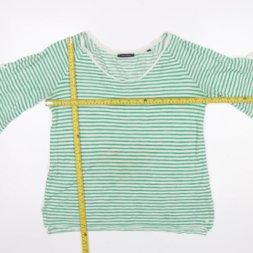 Marc O'Polo Women's Green Striped 3/4 Sleeve Cotton Linen T-Shirt Size S