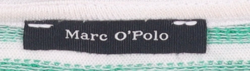 Marc O'Polo Women's Green Striped 3/4 Sleeve Cotton Linen T-Shirt Size S
