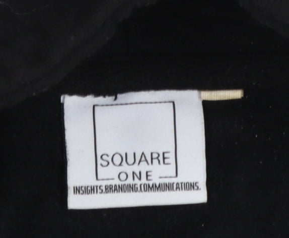 Square One Men's Black XL Pullover Hoodie Embroidered Logo Fleece