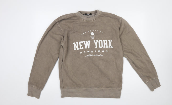 PrettyLittleThing Women Beige New York Downtown Sweatshirt Size S